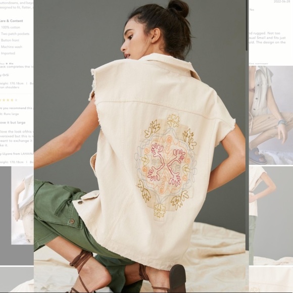 Anthropologie NWT Pilcro Embroidered Denim Vest Size M. - Picture 1 of 13